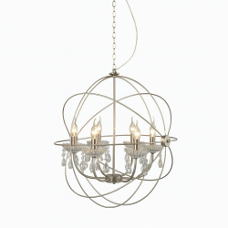 ACA LIGHTING PENDEL CATANIA 6XΕ14 CHROME METAL, CRYSTAL AD15006