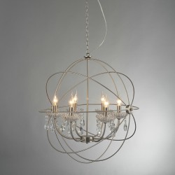 ACA LIGHTING PENDEL CATANIA 6XΕ14 CHROME METAL, CRYSTAL AD15006
