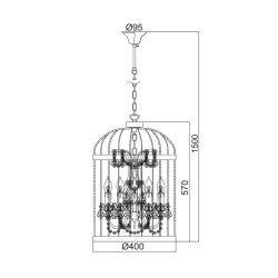 ACA LIGHTING PENDANT MICK METAL+CRYSTAL 5XE14 AD90275