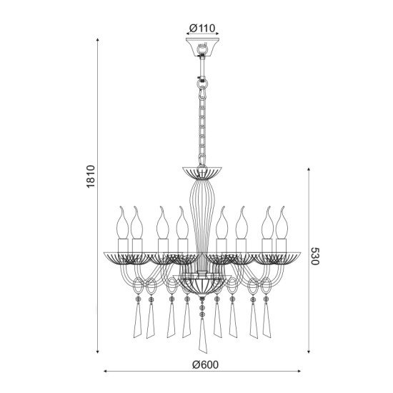 ACA LIGHTING CANDELEU VIOLET 8X14 CRISTAL TRANSPARENT BLK80288PCG