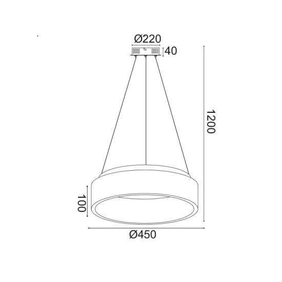 ACA LIGHTING LED PENDANT APOLLO 36W CCT 3670lm Ф45 METAL/PVC BR81LEDP45BKCCT