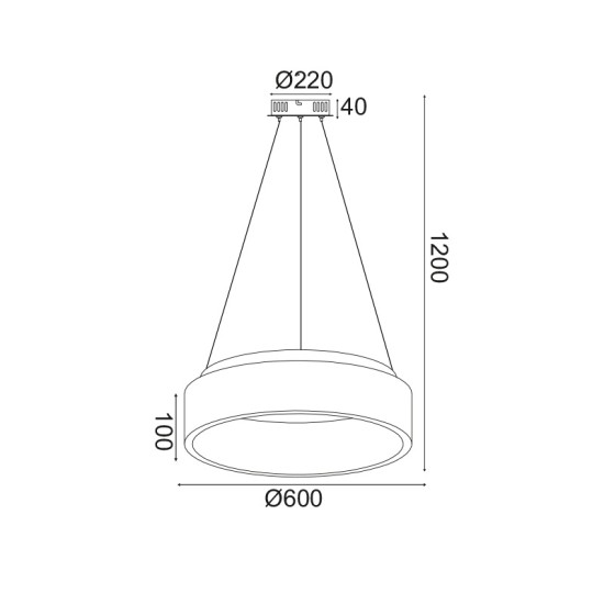 ACA LIGHTING LED PENDANT APOLLO 48W CCT 4630lm Ф60 METAL/PVC BR81LEDP60BKCCT