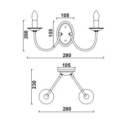 ACA LIGHTING APLICAȚIE ACCRA 2XE14 ALB ANTIC DL9312WAG