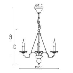 ACA LIGHTING CHANDELIER GEISHA 3XE14 ANTIQUE WHITE, CRYSTAL DL9363PWG