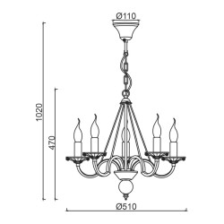 ACA LIGHTING ПОЛИЛЕЙ GEISHA 5ХЕ14 АНТИЧНО БЯЛО,КРИСТАЛ DL9365PWG