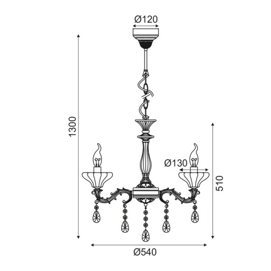 ACA LIGHTING ПОЛИЛЕЙ FABERGE 3ХΕ14 БРОНЗ,КРИСТАЛ DLA12153P
