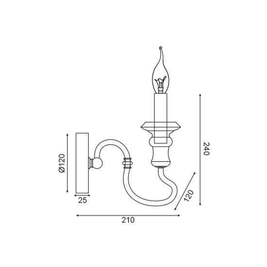 ACA LIGHTING APPLIC TOULOUSE 1ХE14 ANTIQUE EG171W12R