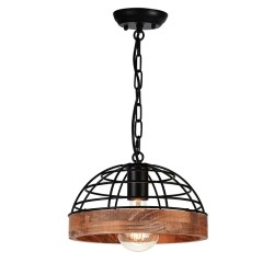 ACA LIGHTING PENDANT TESLA 1xE27 WOOD + BLACK EG841P26B