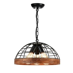 ACA LIGHTING PENDANT TESLA 3xE27 WOOD + BLACK EG843P40B