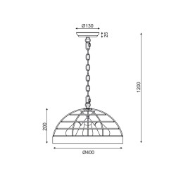 ACA LIGHTING PENDANT TESLA 3xE27 WOOD + BLACK EG843P40B