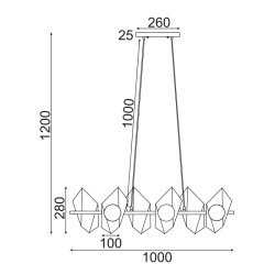 ACA LIGHTING CHANDELIER POLYGON 6XG9 HL42596P100BG