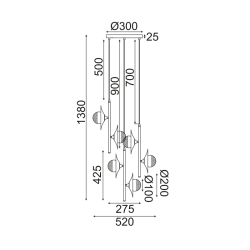 ACA LIGHTING ПОЛИЛЕЙ HYDRA 6XG9 МЕД/ЧЕРНО HL4306P53BC