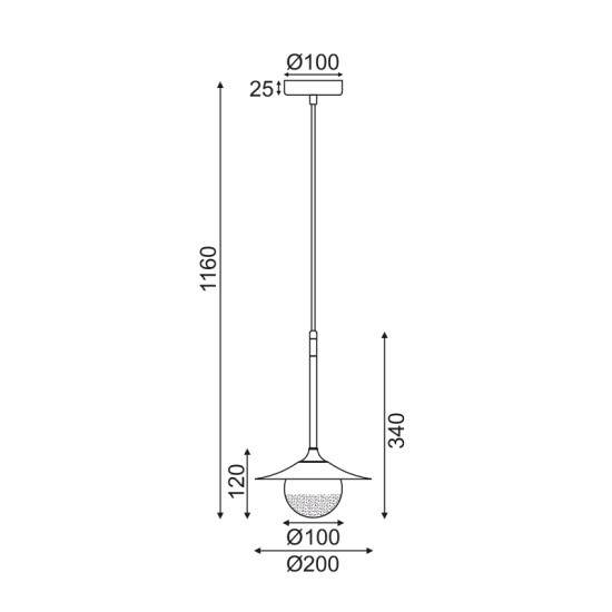 ACA LIGHTING PENDANT LAYLA 1XG9 BRASS HL4311P20BB