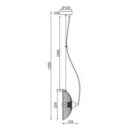 ACA LIGHTING PENDANT KOBE 1XE27 METAL HL45841P24B
