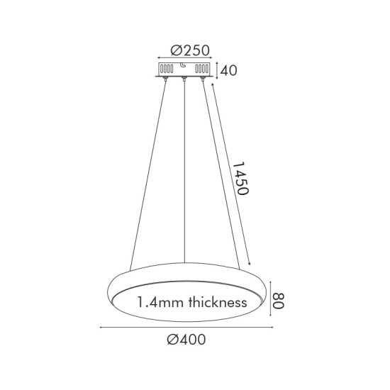 ACA LIGHTING LED ПЕНДЕЛ KALLISTA 32W CCT 2560lm Ф40 МЕТАЛ/PVC ЧЕРЕН HM27LEDP40BKCCT