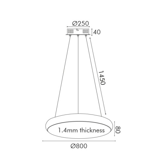 ACA LIGHTING LED ПЕНДЕЛ KALLISTA 70W CCT 5600lm Ф70 МЕТАЛ БЯЛ HM27LEDP80WHCCT