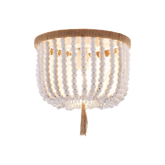 ACA LIGHTING CEILING SPETSES WOODEN BEADS 3ΧΕ27 WHITE ML127051P