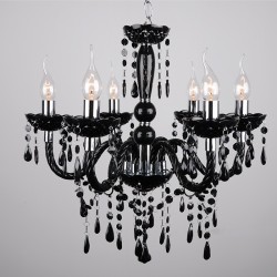 ACA LIGHTING CHANDELIER 6X40W E14 ACRYLIC BLACK PEGASUS SF64026B