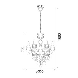 ACA LIGHTING CHANDELIER 6X40W E14 ACRYLIC BLACK PEGASUS SF64026B