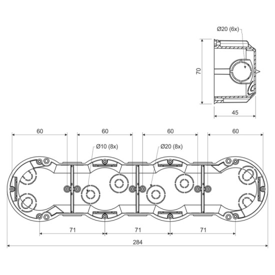 KOPOS KOLIN SUPORT KP 64/4L ELASTIC. DESCHIS PENTRU PEREȚI GOBI