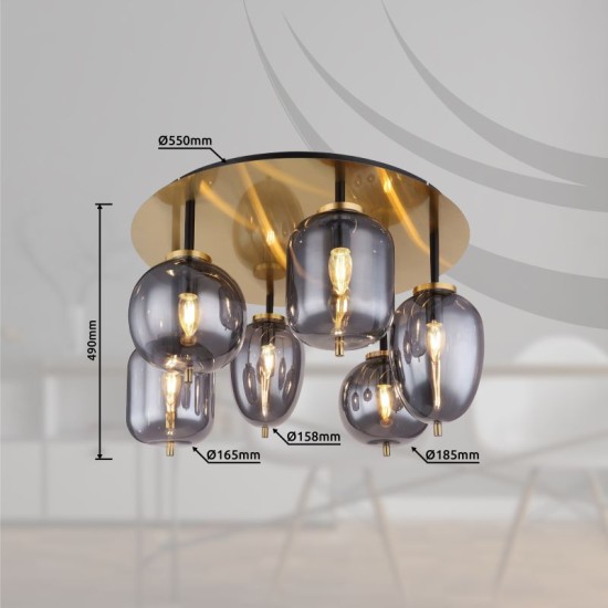 GLOBO CEILING LAMP BLACKY I 15345-6DMM