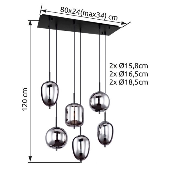 GLOBO PENDUL CANDELABRU BLACKY 15345-6