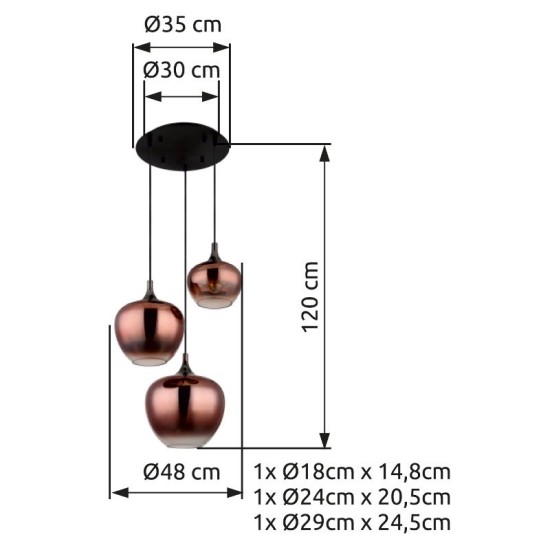 GLOBO PENDANT LAMP MAXY 15548-3HG