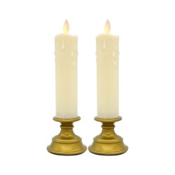 LIGHTEX LED Lumanare decorativa CANDLE GOLD 0.06W WW 7.5x22cm pentru 2xAAA - kit 2buc