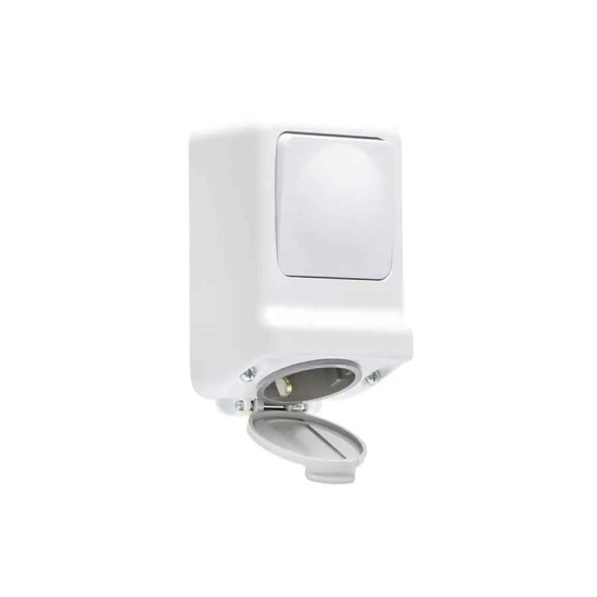 ATRA AQUA WHITE TWO WAY SWITCH AND SOCKET IP44 1146