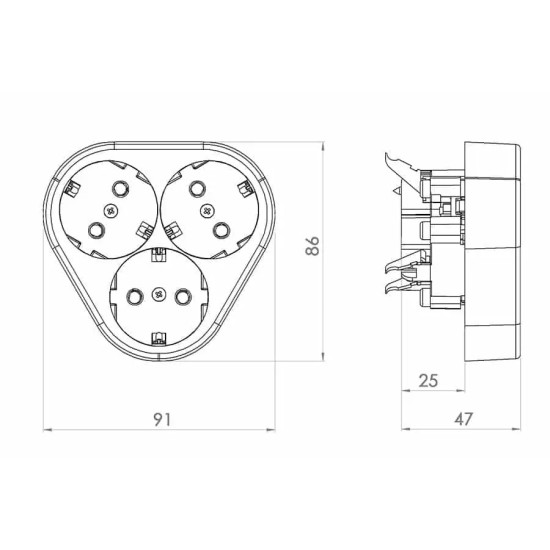 ATRA CLASSIC CREAM TRIPLE SOCKET 5302