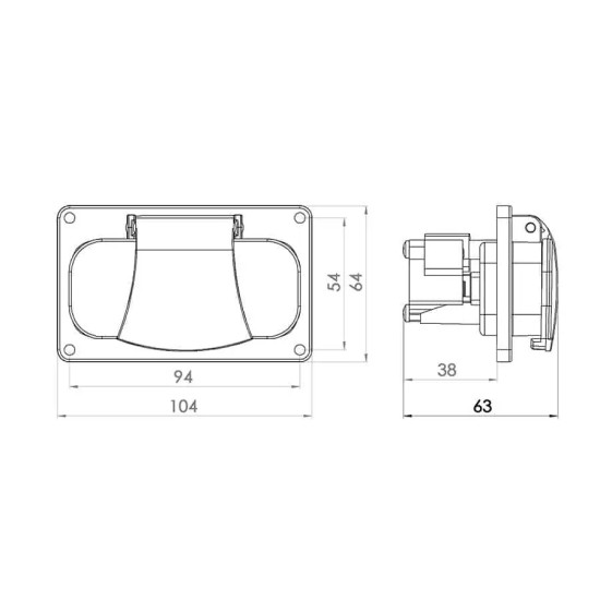 ATRA THREE-PHASE CONTACT IP44 WHITE 7143