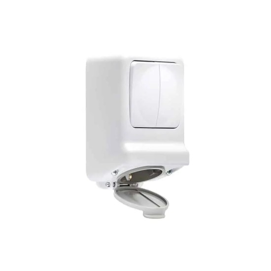 ATRA AQUA ALB DUBLA INTRERUPATOR CU PRIZA IP44 1145