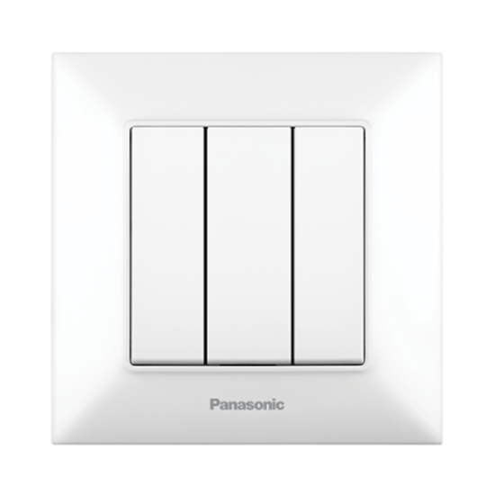 PANASONIC ARKEDIA WHITE 3-gang One-way Switch, Complete