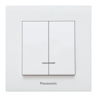 PANASONIC KARRE PLUS WHITE ONE WAY 2 GANG ILLUMINATED SWITCH
