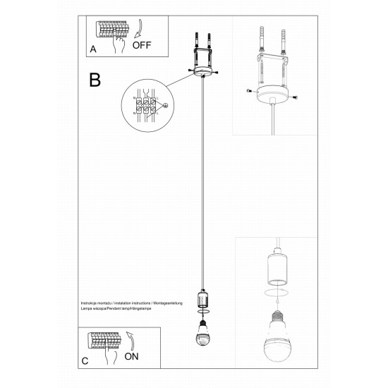 SOLLUX PENDUL EDISON E27 1x60W IP20 SL.0152 NEGRU