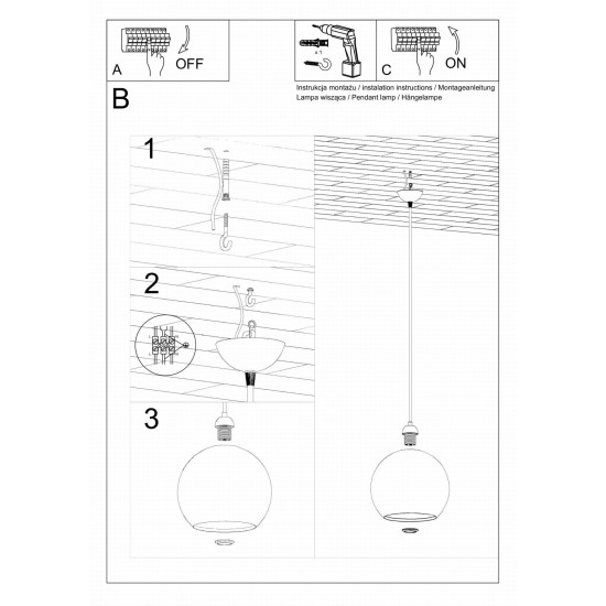 SOLLUX PENDUL  BALL GALBEN E27 1x60W IP20 SL.0252