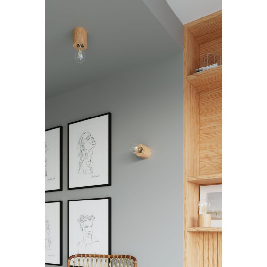 SOLLUX ROUND CEILING LIGHT SALGADO PEACH PUFF SL.0672 NATURAL WOOD