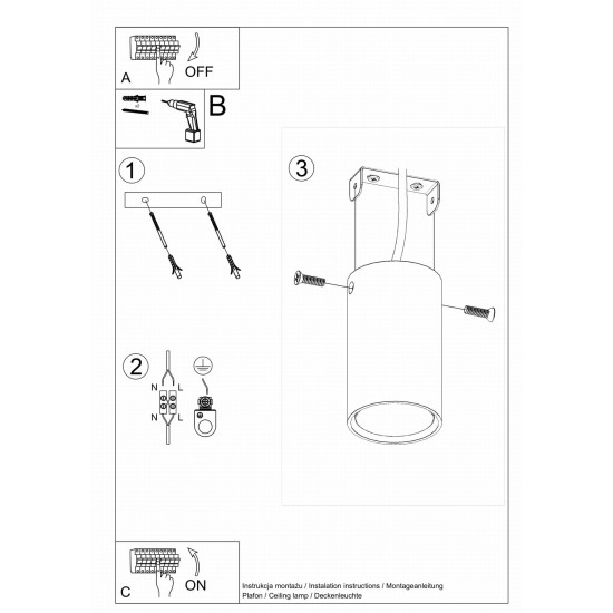 SOLLUX CEILING LIGHT, SPOT LAGOS 10 SL.1000