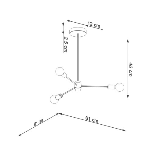 SOLLUX CANDELABRU LANGO 3 NEGRU E27 3x60W IP20 SL.1021