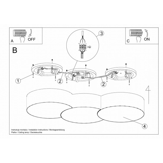 SOLLUX ПЛАФОН CIRCLE 3 A БЯЛ E27 6x60W IP20 SL.1051