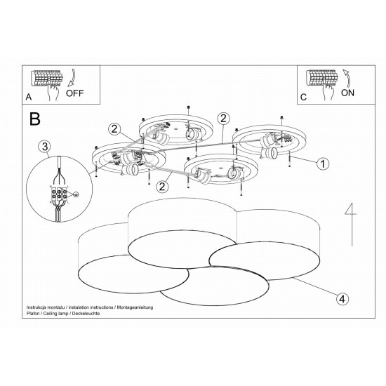 SOLLUX CEILING LIGHT CIRCLE 4 WHITE E27 4x60W IP20 SL.1053