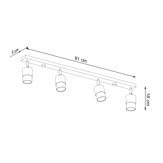 SOLLUX CEILING LAMP SPOT NERO 4 SL.1072