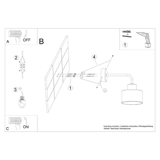 SOLLUX WALL LAMP SAVAR 1 BLACK SL.1129