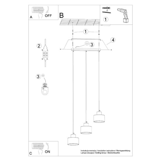 SOLLUX ПОЛИЛЕЙ SAVAR 3 ЧЕРЕН E27 3x60W IP20 SL.1133