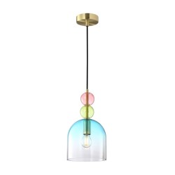 ITALUX ПЕНДЕЛ MANSO ЗЛАТО,ЦВЕТНО СТЪКЛО 1XЕ27 PND-37462A-MC-GD