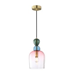 ITALUX ПЕНДЕЛ MANSO ЗЛАТО,ЦВЕТНО СТЪКЛО 1XЕ27 PND-37462B-MC-GD