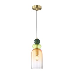 ITALUX ПЕНДЕЛ MANSO ЗЛАТО,ЦВЕТНО СТЪКЛО 1XЕ14 PND-37462C-MC-GD