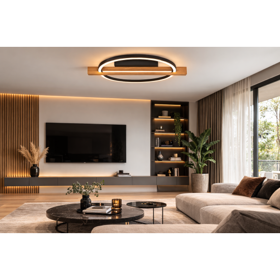 ITALUX LED ПЛАФОН NATANO ЧЕРЕН,СВЕТЛО ДЪРВО 28W 3000K 1050lm PLF-55362-25W-WO