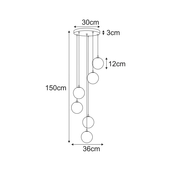 KAJA CHANDELIER TESORO GLASS BEIGE 6XG9 Ø12 K-5701