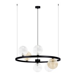 KAJA CHANDELIER SATURNO GLASS BLACK 6XG9 Ø12 K-5697
